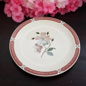 1960s Wedgwood Albany Dinner Plates Set Pink-Red Transferware Ironstone England